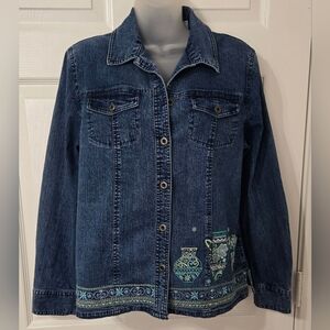 Ladies Alfred Dunner Denim Jacket Sz 10 Euc